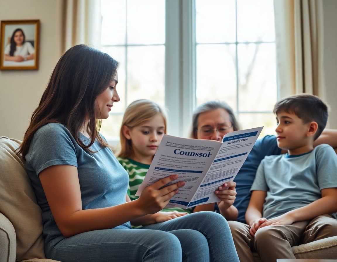 Virginia family reading a school counselor newsletter at home