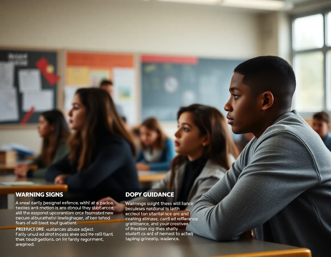 Substance abuse prevention newsletter template with warning signs and family guidance sections