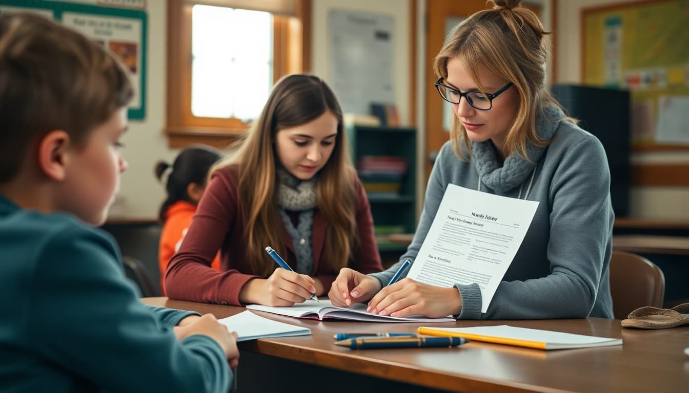 Special education teacher in Alaska writing an IEP family newsletter in a small school setting