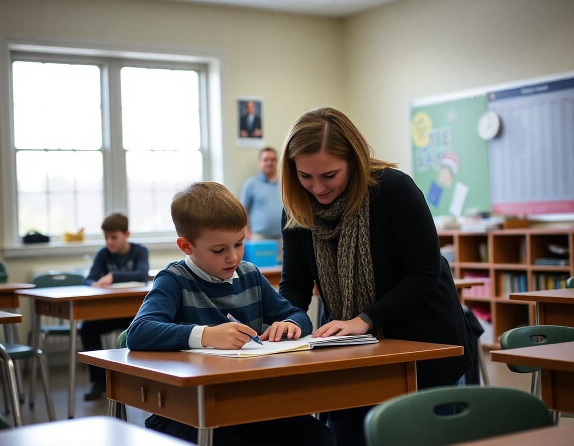 Maine special education classroom with student and teacher working together