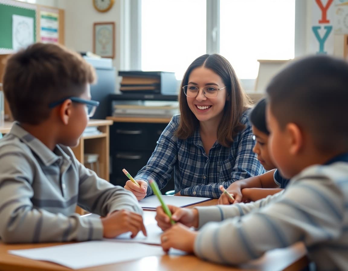 Teacher using Universal Design for Learning strategies to support all students in a mixed-ability classroom
