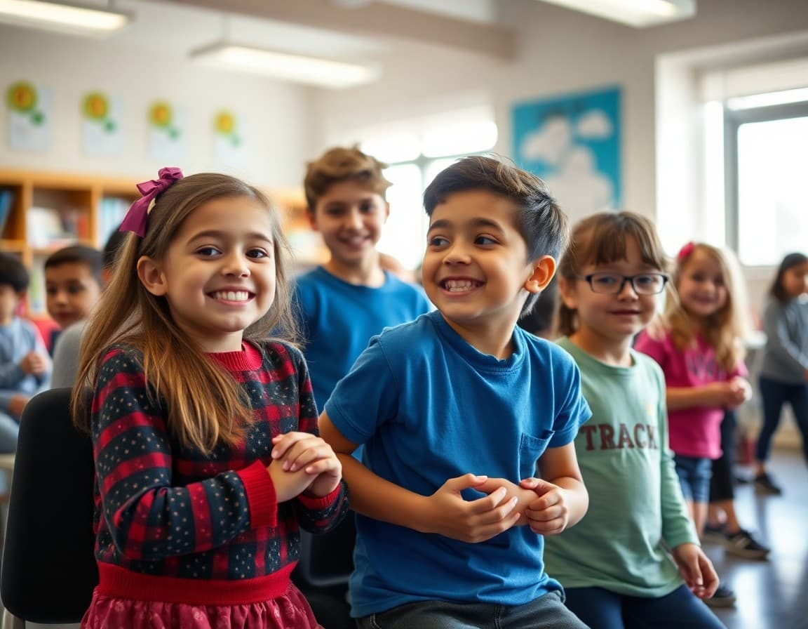 Diverse group of students with and without disabilities participating together in a school-wide inclusion celebration activity