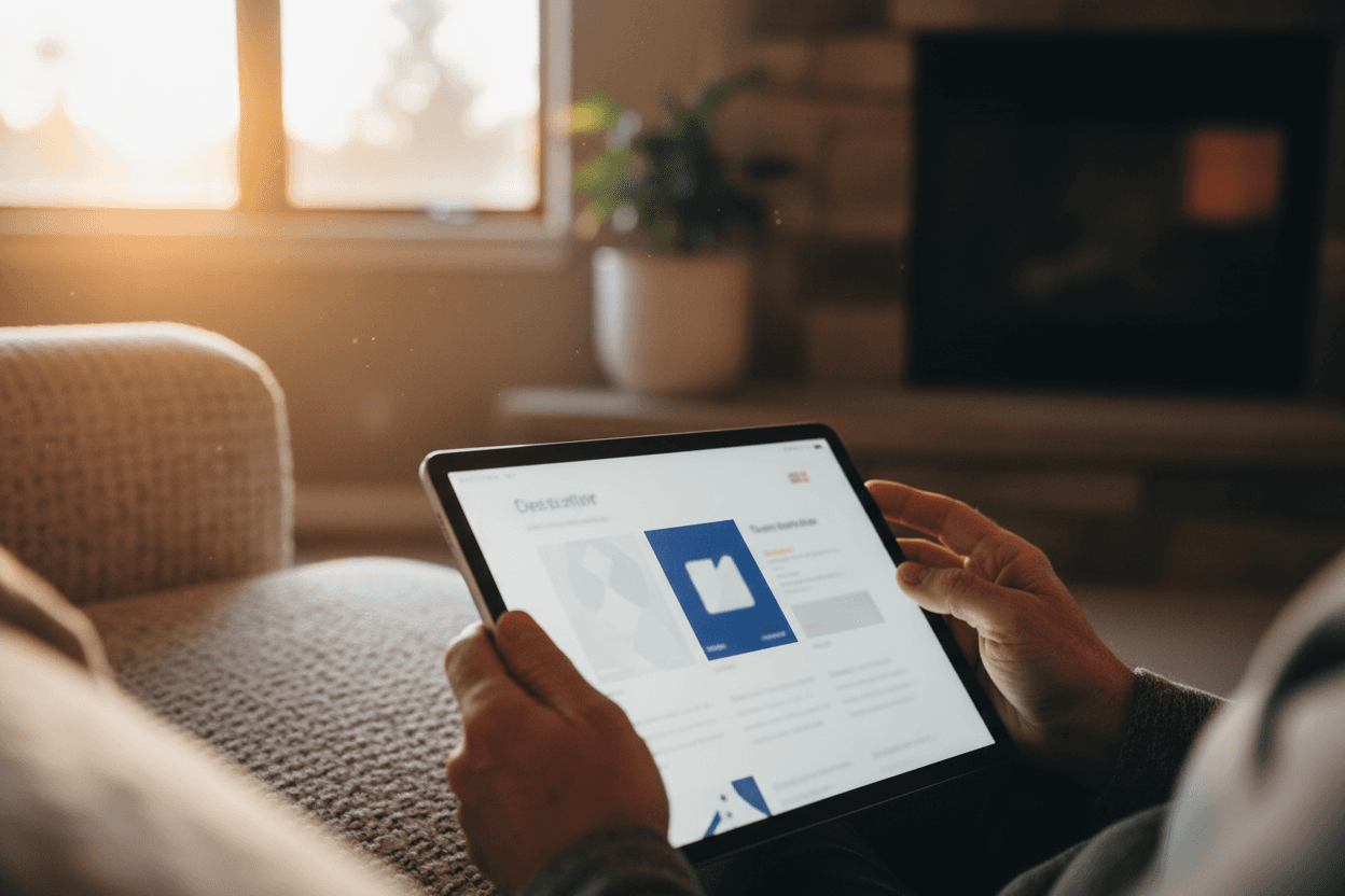 Parent reading Idaho ISAT results newsletter on a tablet at home