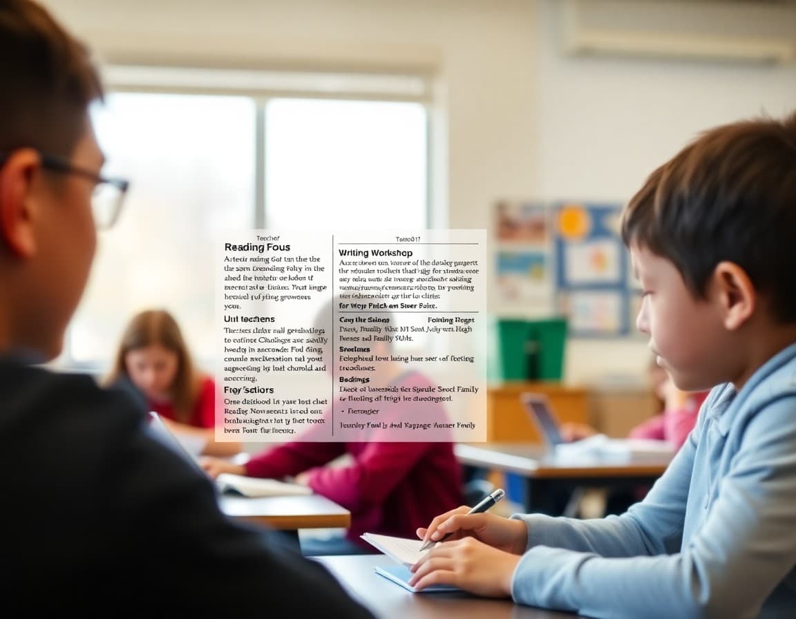 ELA teacher newsletter showing reading unit focus, writing workshop schedule, and family reading support suggestions