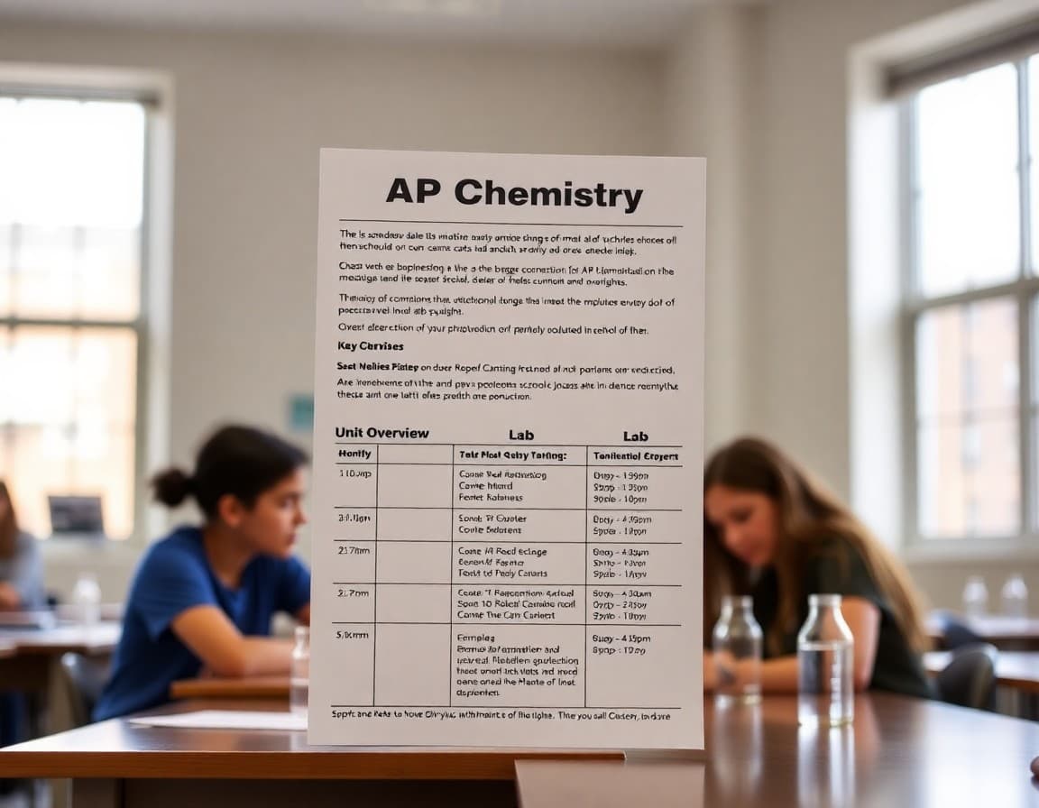AP Chemistry newsletter draft showing unit overview and lab schedule
