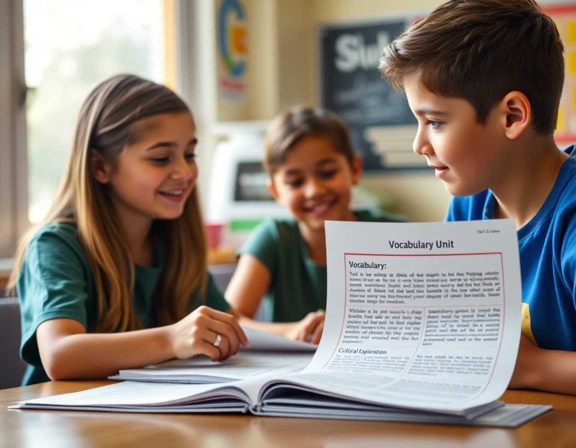 Spanish class newsletter draft showing vocabulary unit and cultural exploration section