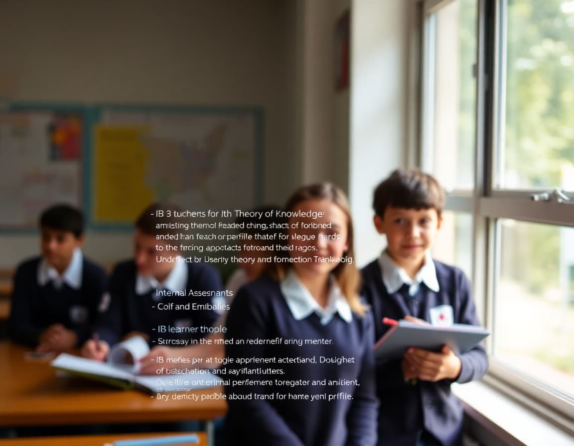 IB teacher newsletter explaining Theory of Knowledge unit, internal assessment timeline, and IB learner profile attributes