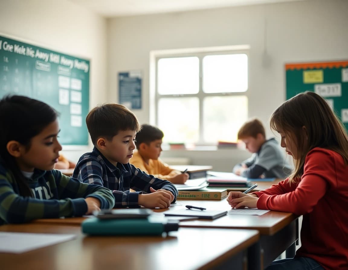 Students working on math problems connected to a real-world national month theme