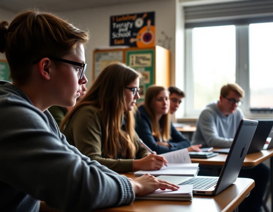 High school psychology students engaged in a research methods activity in class