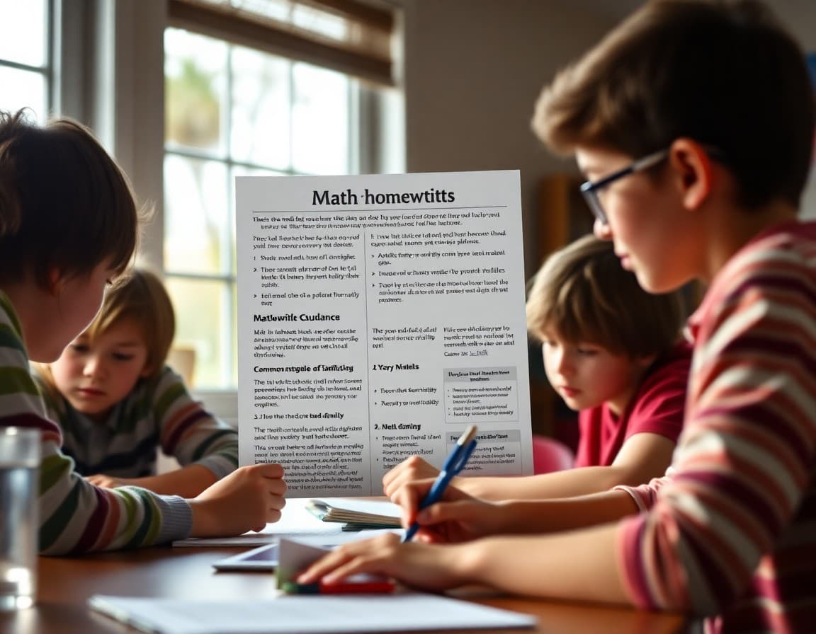 Math homework tips teacher newsletter showing productive struggle guidance, help-seeking advice, and common mistake warnings for families
