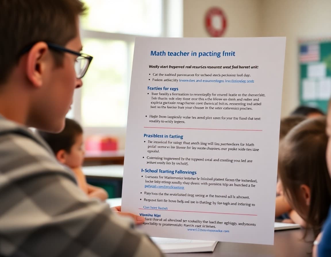 Math teacher newsletter showing recommended practice resources for current unit with specific links and usage tips for families