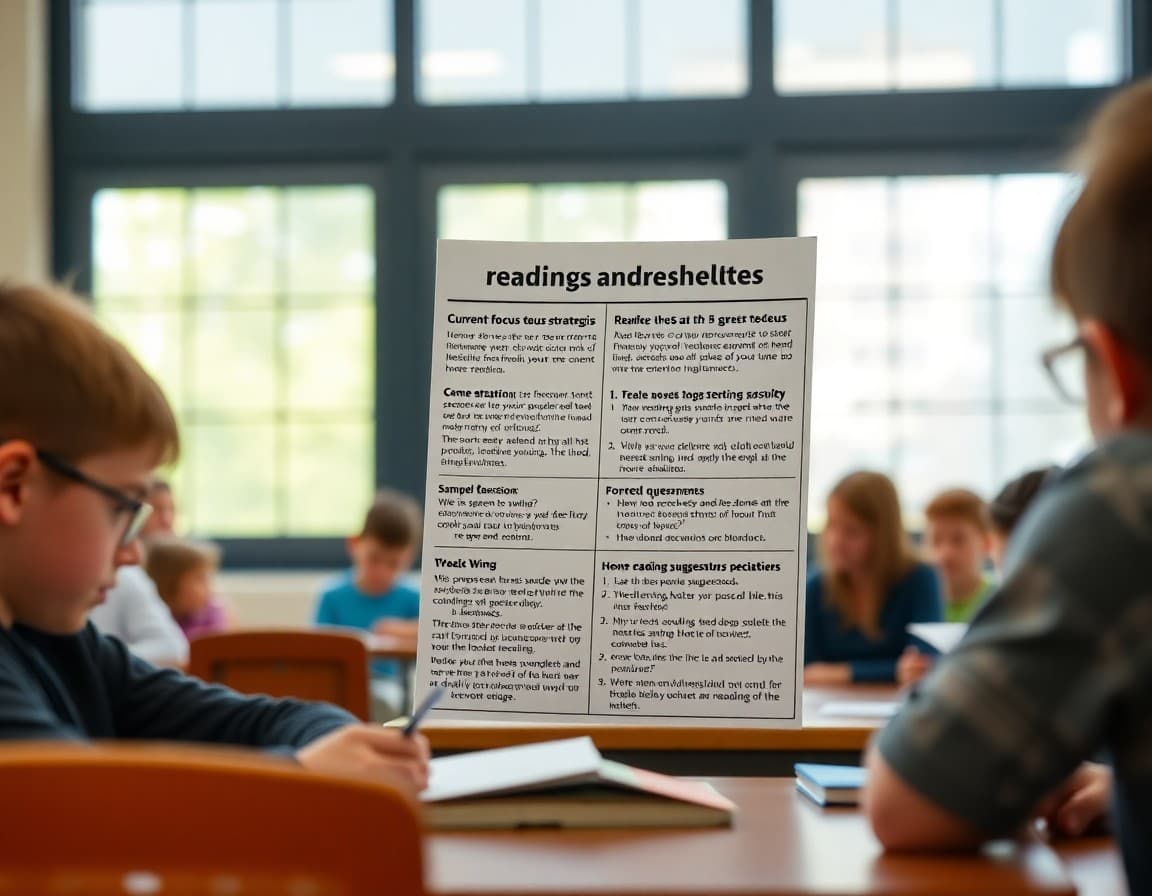 Reading comprehension strategies teacher newsletter showing current focus strategy, sample questions, and home reading suggestions