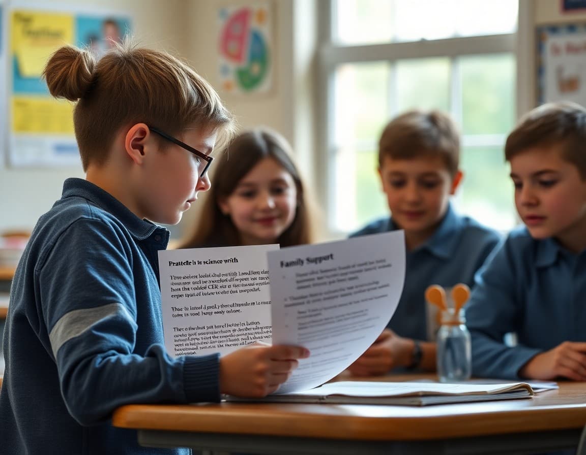 Science writing teacher newsletter showing CER format explanation, example scientific claim, and family support guidance
