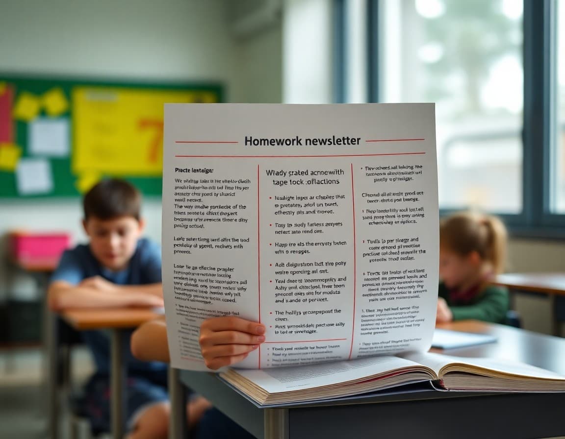 World language homework newsletter showing effective practice strategies, study time recommendations, and family support ideas