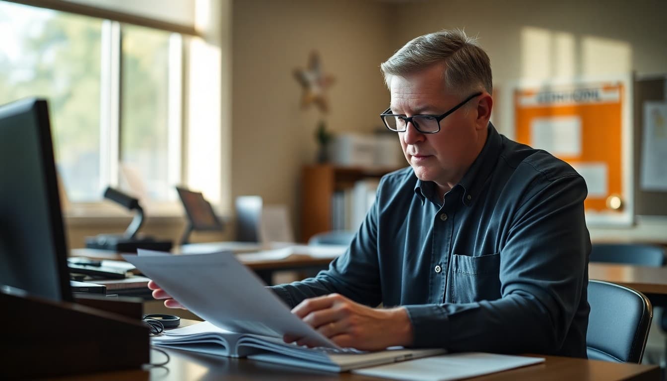 North Carolina school district superintendent working on a community newsletter