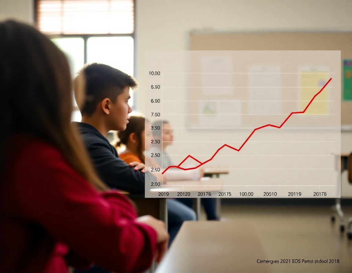 District attendance rate chart showing chronic absenteeism trend data over five school years