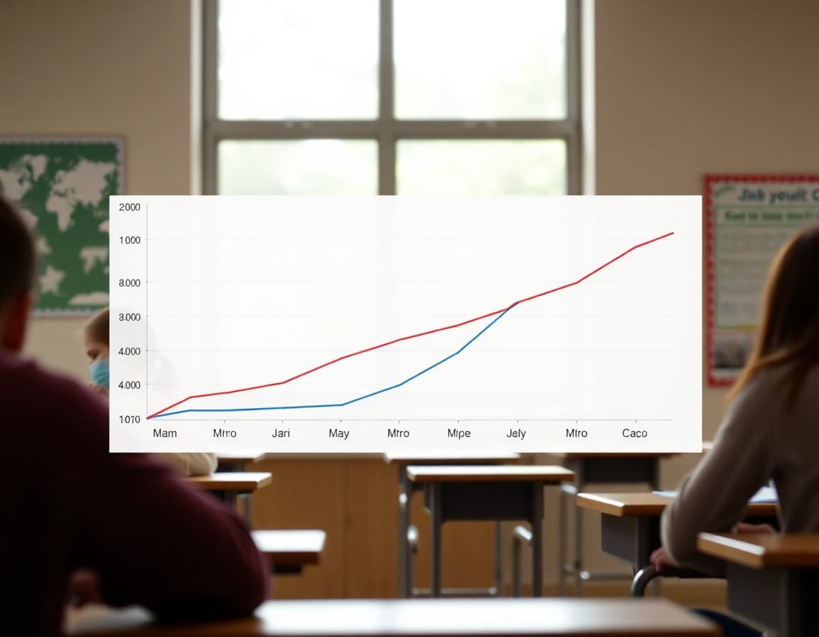 Graph showing student proficiency rate trends before, during, and after the pandemic