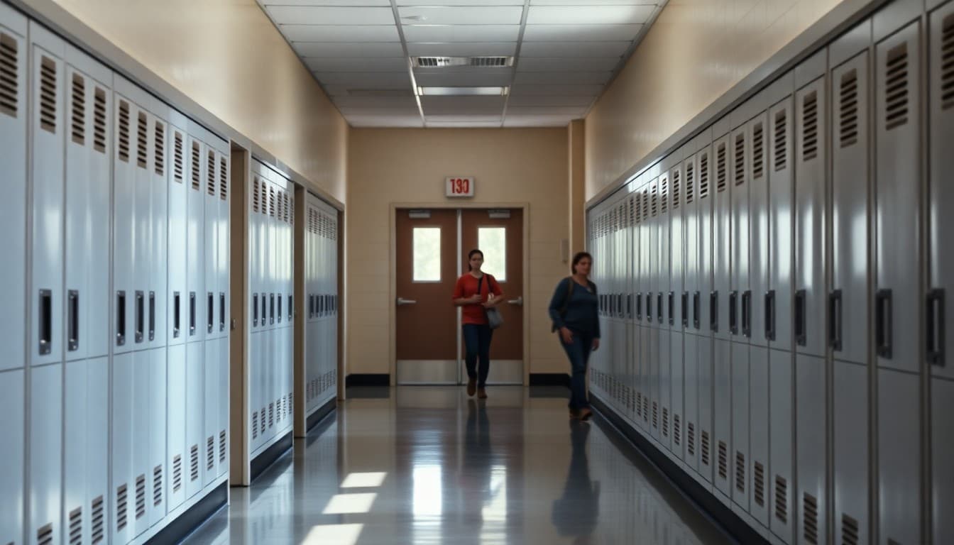 Empty school hallway with lockers, illustrating the challenge of declining student enrollment