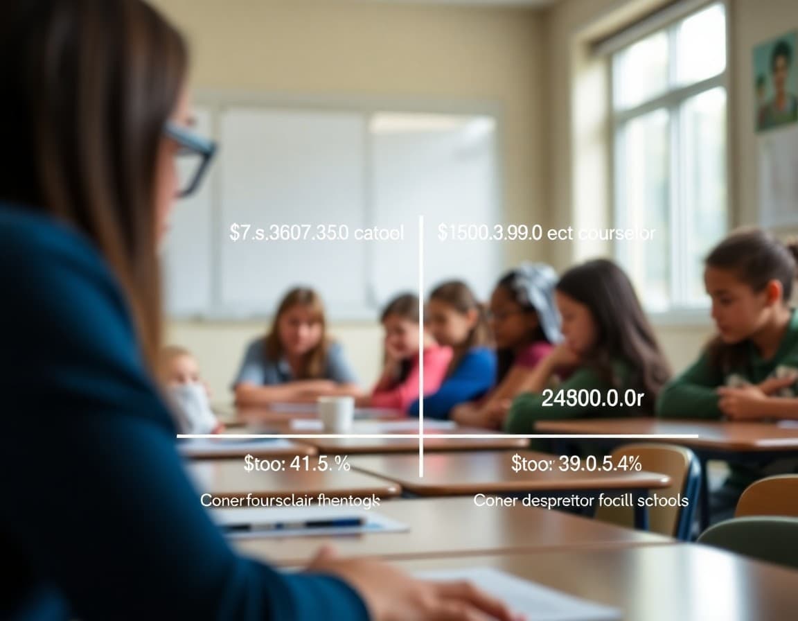Chart showing district school counselor ratios before and after new mental health funding
