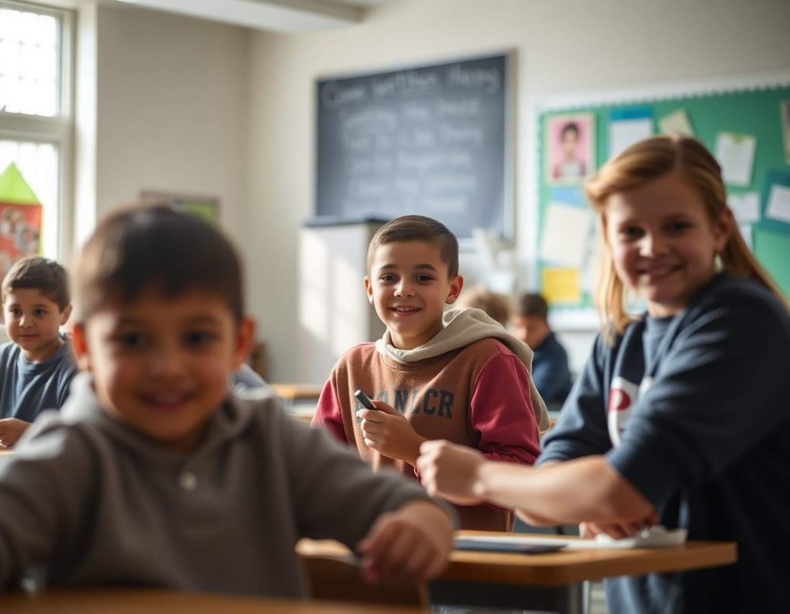 Students benefiting from a district community partnership program in a school workshop setting