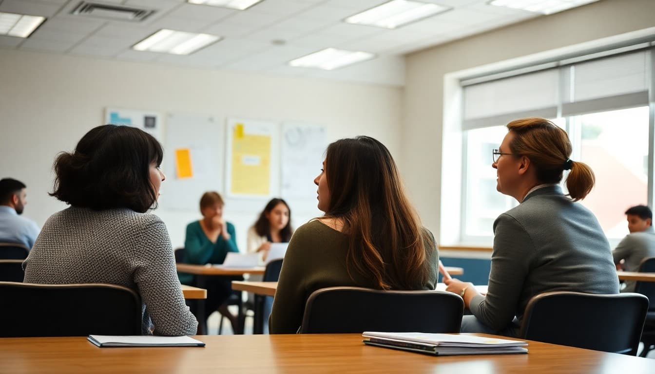 Teachers participating in a professional development workshop in a school conference room