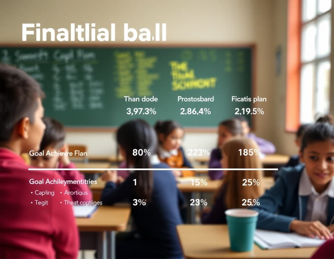 Strategic plan final results infographic showing goal achievement rates across all priorities