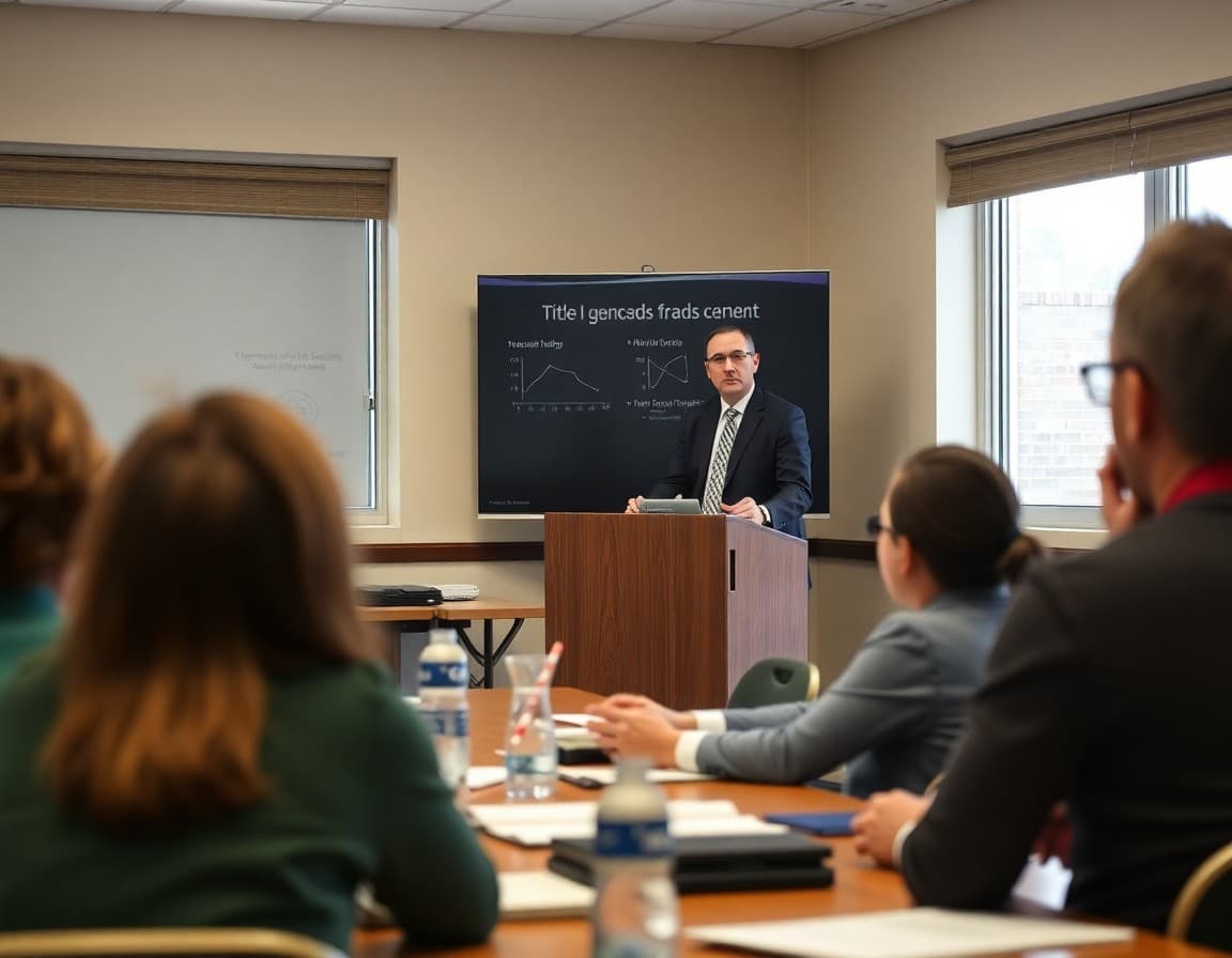 District federal programs director presenting Title I spending and outcomes data at a board meeting