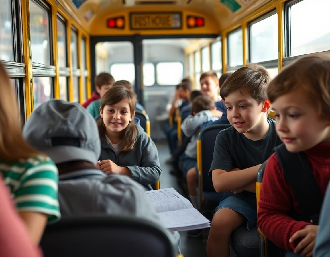 School bus transportation schedule and route map materials for district newsletter communication