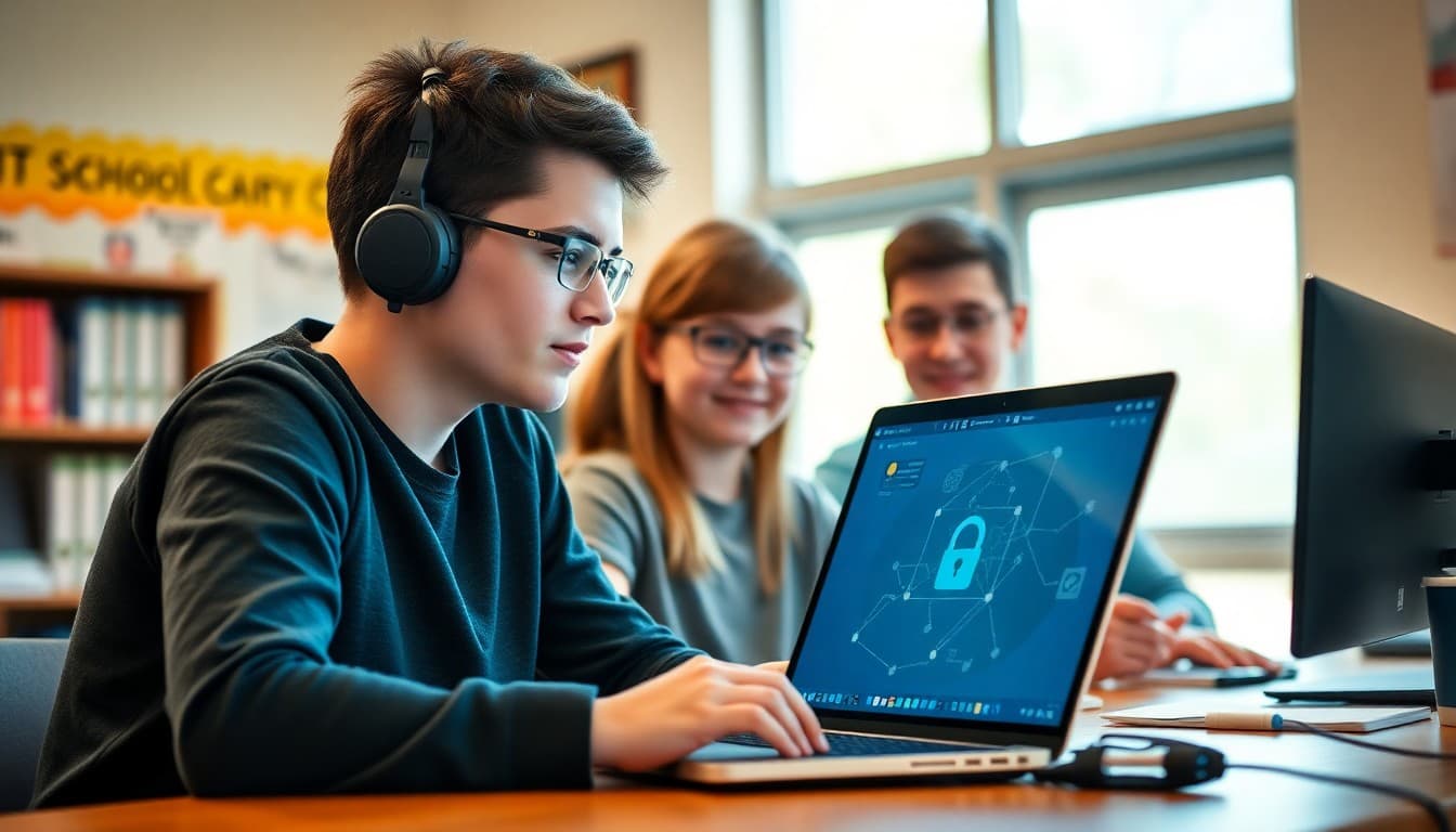 School IT team sharing student cybersecurity tips in a newsletter for families and educators