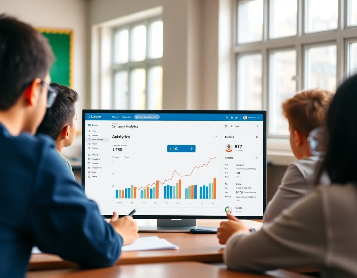 Klaviyo dashboard showing campaign analytics that are designed for online retail rather than schools