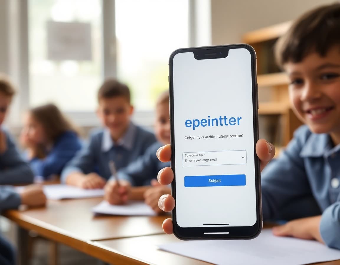 School newsletter sign-up landing page on a phone screen with a simple email input field and subscribe button