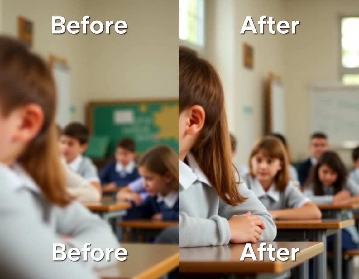 Before and after comparison of a school newsletter list showing reduction of invalid addresses after cleaning