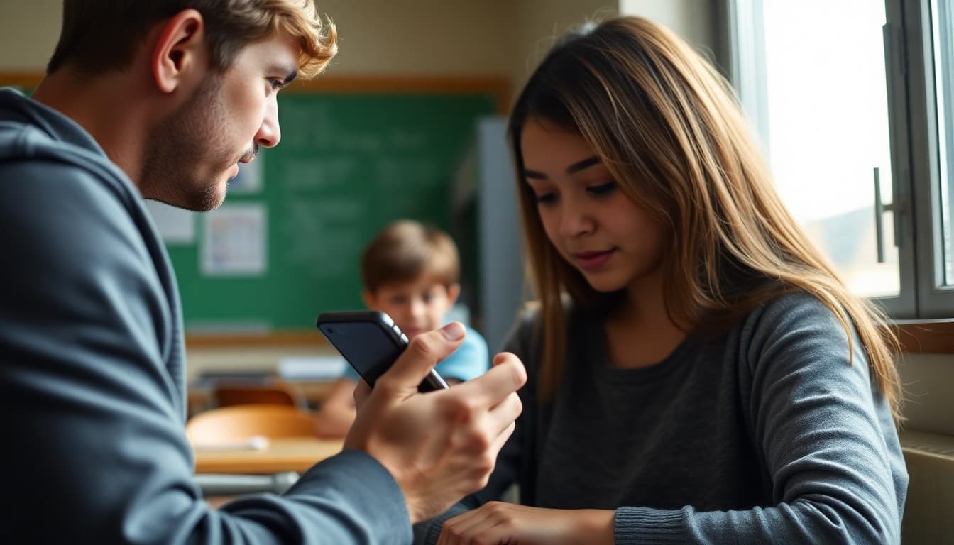 Parent checking the spam folder on their phone to find a missing school newsletter that was filtered incorrectly